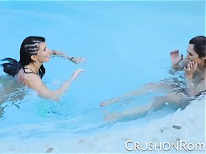crush girls - Romi Rain and Reena Sky boink in the pool